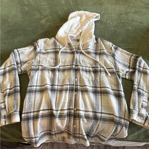 American Eagle Plaid Hooded Shirt